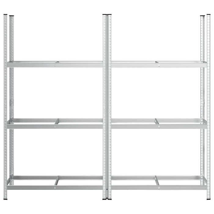 3-Layer Tyre Shelves 2 Pcs Silver 110X40X200 Cm Steel Abolkio