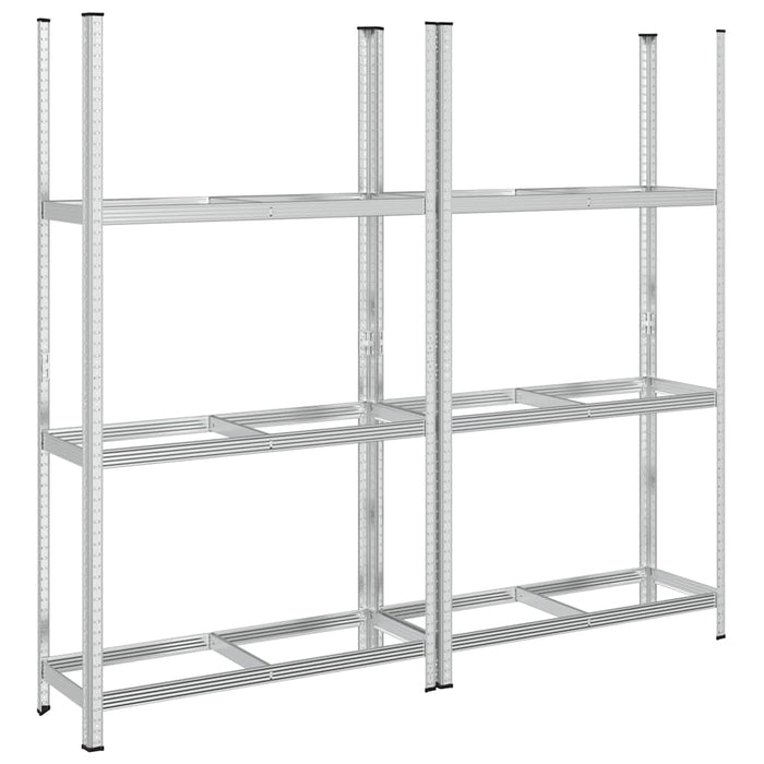 3-Layer Tyre Shelves 2 Pcs Silver 110X40X200 Cm Steel Abolkio