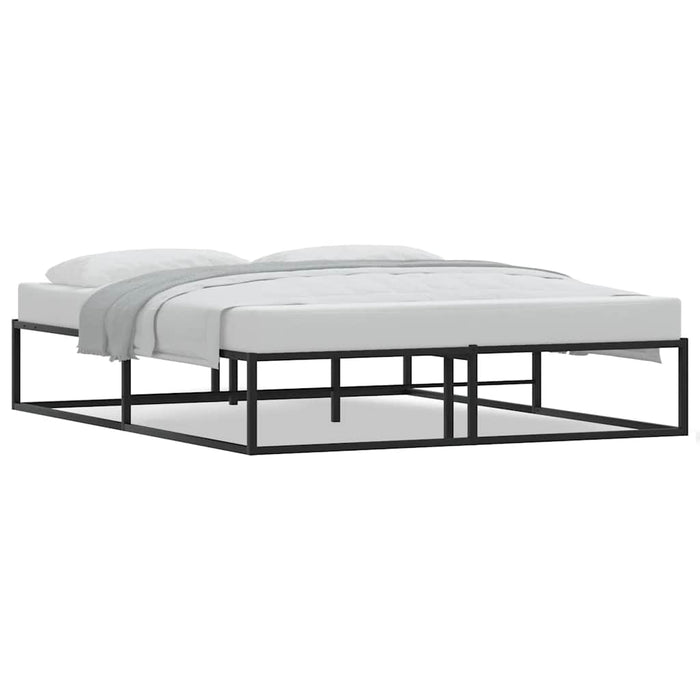 Queen Size Bed Frame Without Mattress Black 153X203 Cm Metal Aboiato