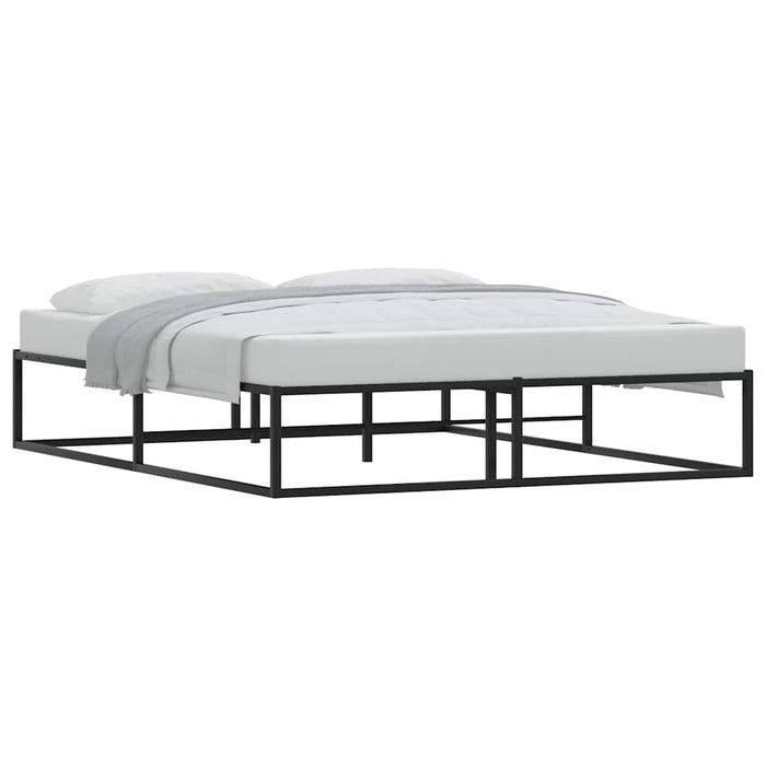Queen Size Bed Frame Without Mattress Black 153X203 Cm Metal Aboiato
