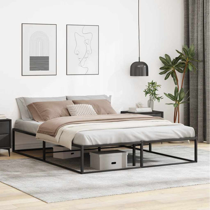 Queen Size Bed Frame Without Mattress Black 153X203 Cm Metal Aboiato