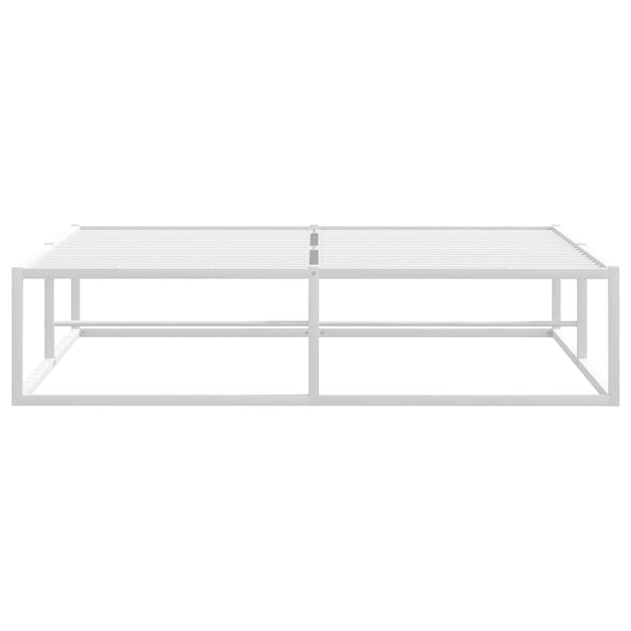 Double Size Bed Frame Without Mattress White 137X187 Cm Metal Aboiata