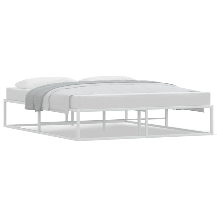 Queen Size Bed Frame Without Mattress White 153X203 Cm Metal Aboiatp