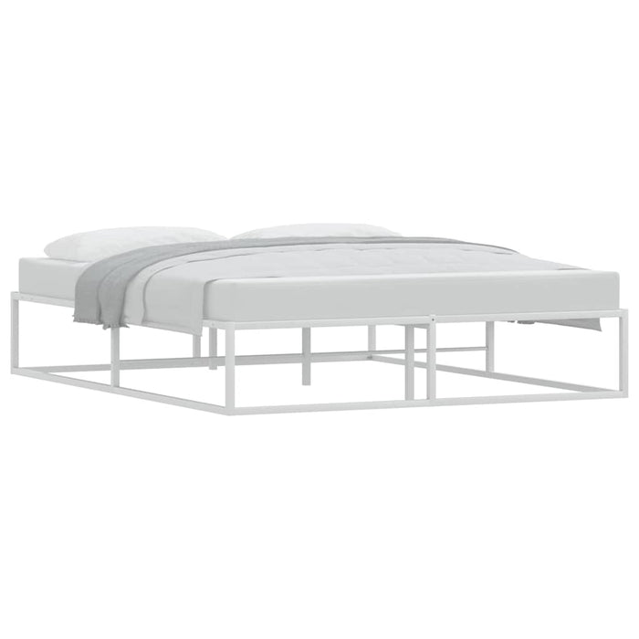 Queen Size Bed Frame Without Mattress White 153X203 Cm Metal Aboiatp