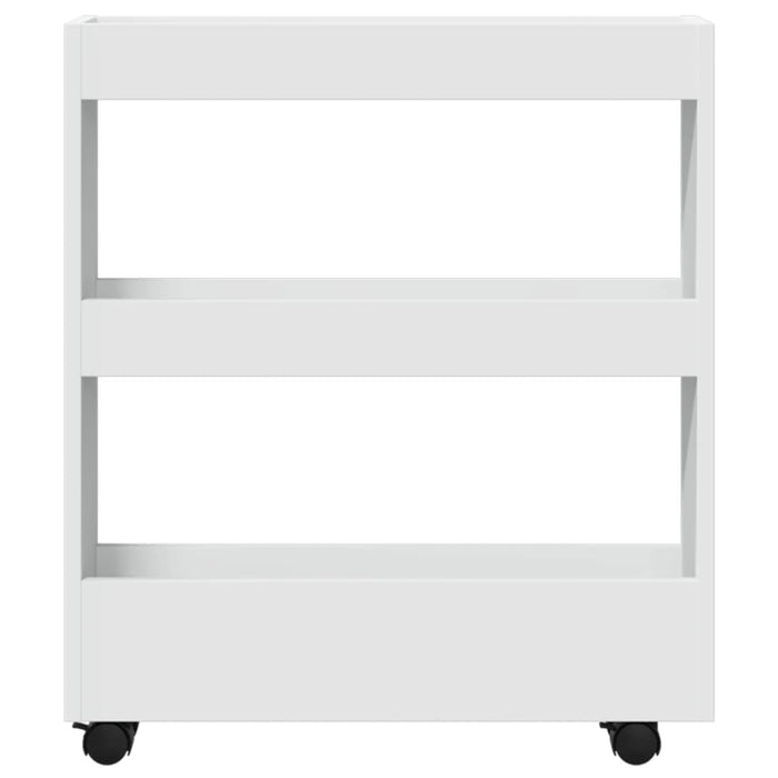 Narrow Storage Trolley 3 Tier White Engineered Wood Nppxao