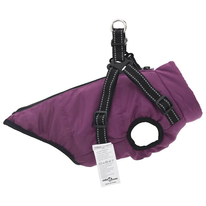 Dog Coat With Harness Waterproof Reflective Purple S Abokkbo