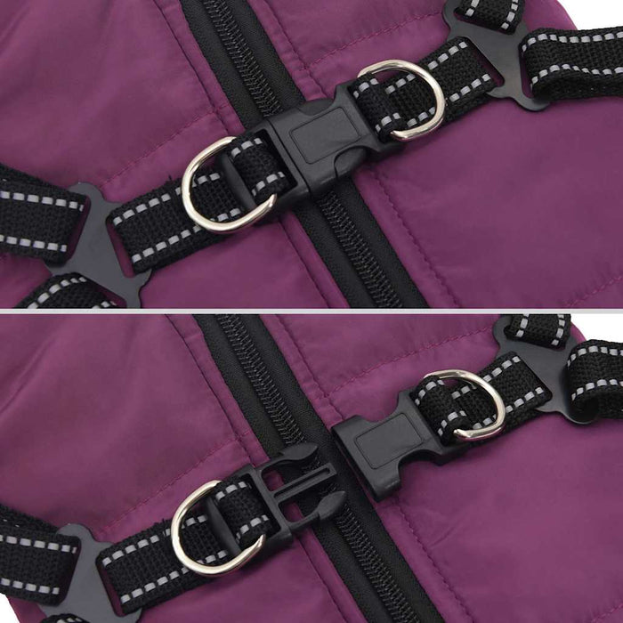 Dog Coat With Harness Waterproof Reflective Purple M Abokkbx