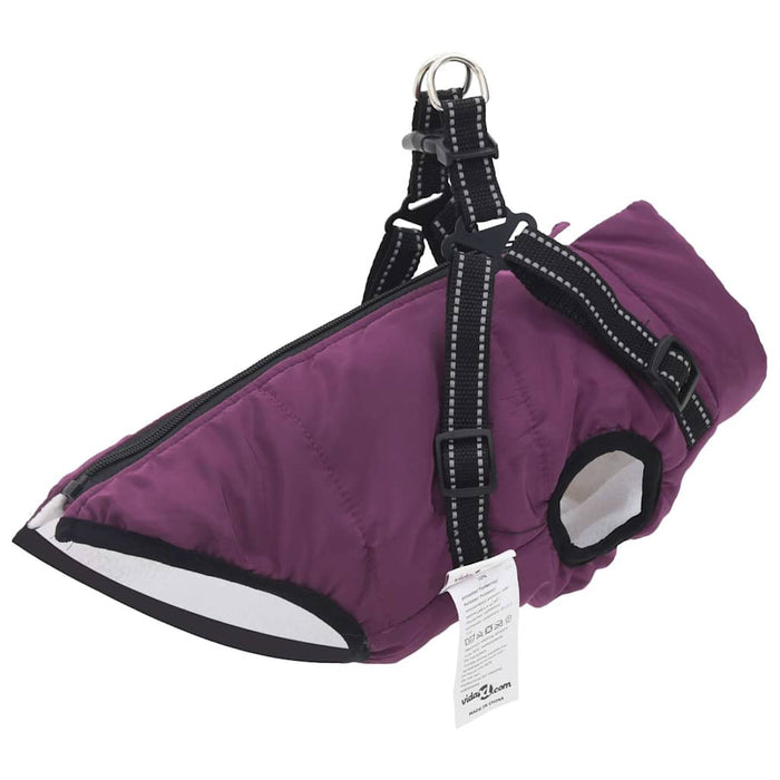 Dog Coat With Harness Waterproof Reflective Purple L Abokkbt