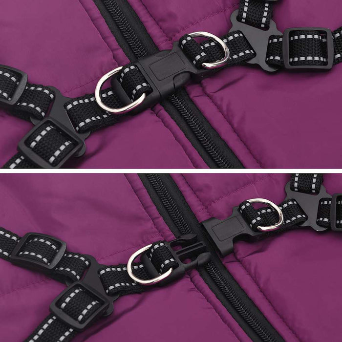Dog Coat With Harness Waterproof Reflective Purple 3Xl Abokkbl
