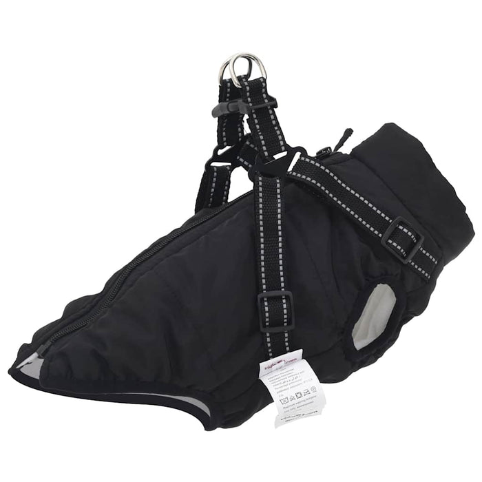Dog Coat With Harness Waterproof Reflective Black S Abokkbi