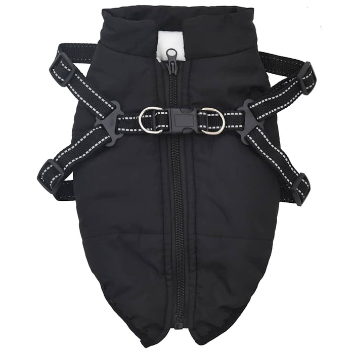 Dog Coat With Harness Waterproof Reflective Black S Abokkbi