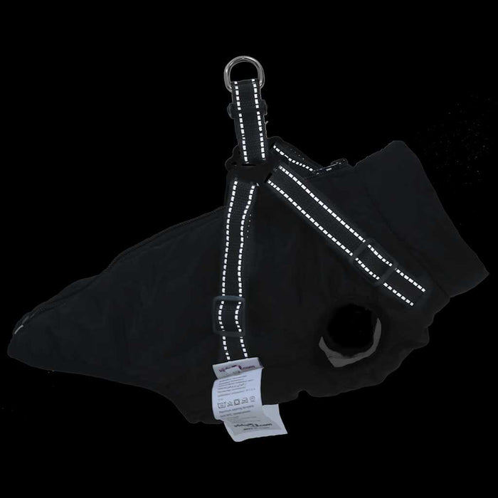 Dog Coat With Harness Waterproof Reflective Black S Abokkbi