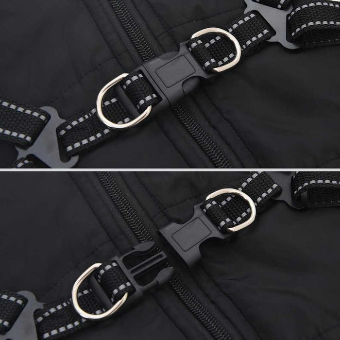 Dog Coat With Harness Waterproof Reflective Black S Abokkbi