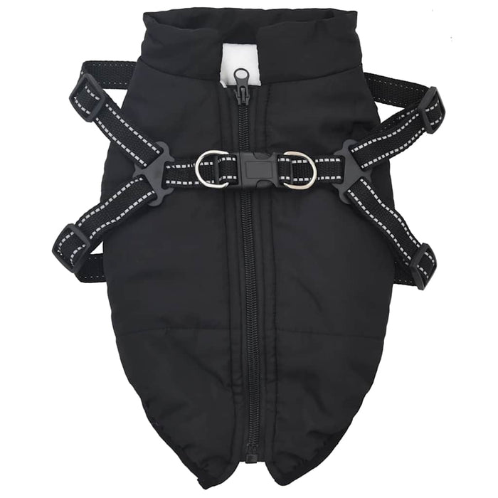 Dog Coat With Harness Waterproof Reflective Black M Abokkbn