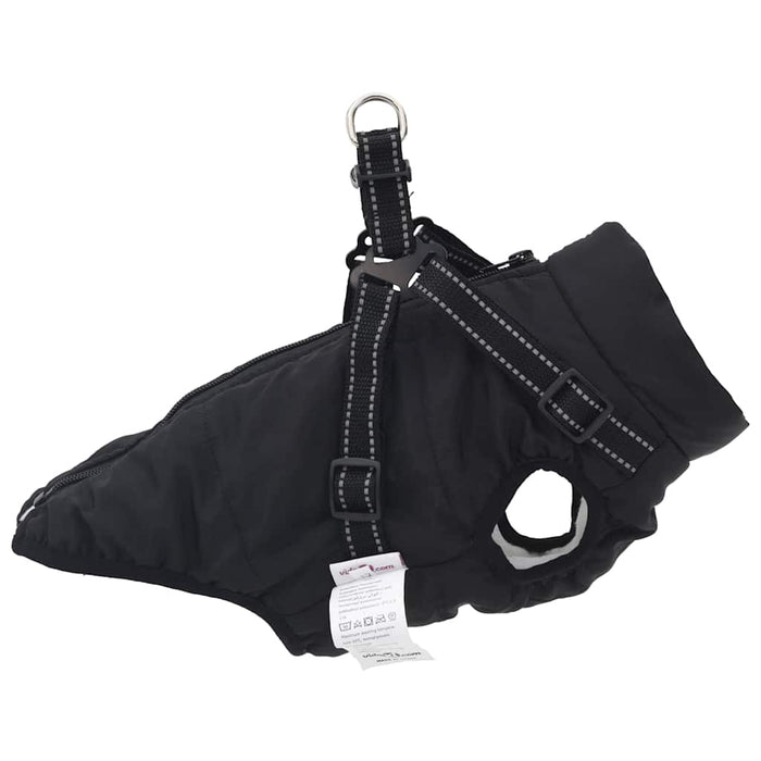 Dog Coat With Harness Waterproof Reflective Black M Abokkbn