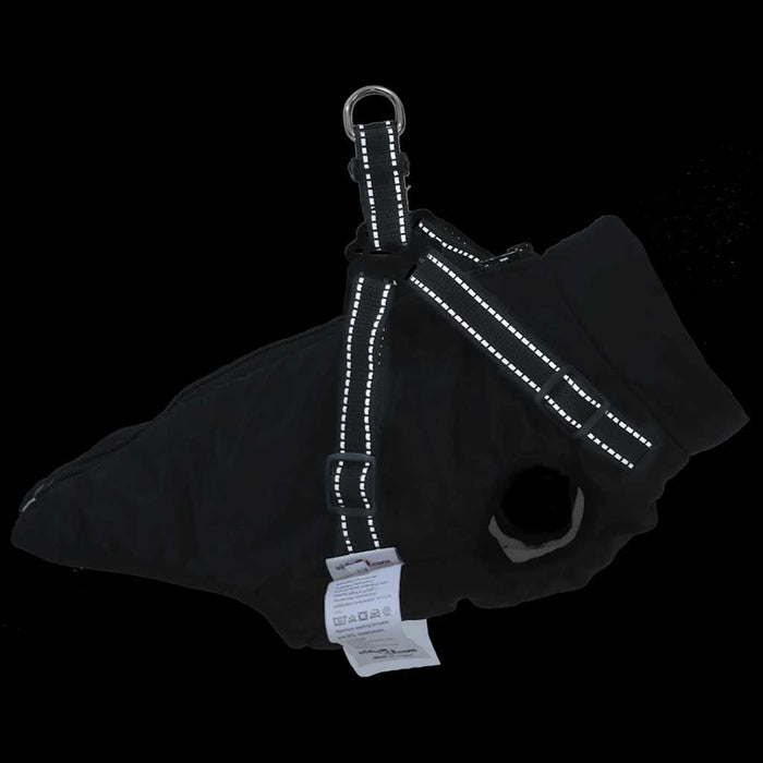 Dog Coat With Harness Waterproof Reflective Black L Abokkbk