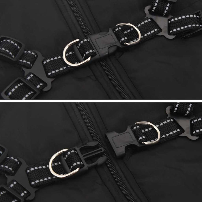 Dog Coat With Harness Waterproof Reflective Black 3Xl Abokkox