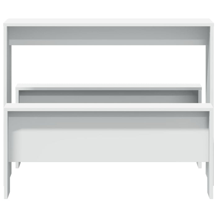 3 Piece Dining Table And Bench Set White Engineered Wood Nppptb