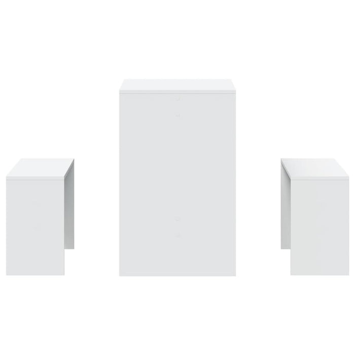 3 Piece Dining Table And Bench Set White Engineered Wood Nppptb