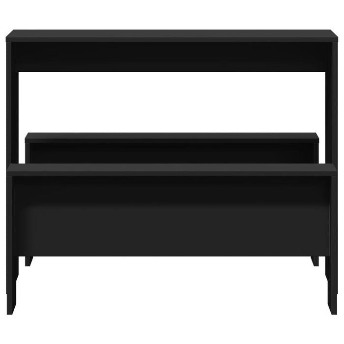 3 Piece Dining Table And Bench Set Black Engineered Wood Npppto