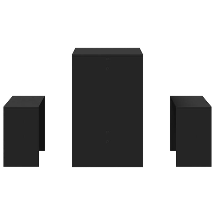 3 Piece Dining Table And Bench Set Black Engineered Wood Npppto