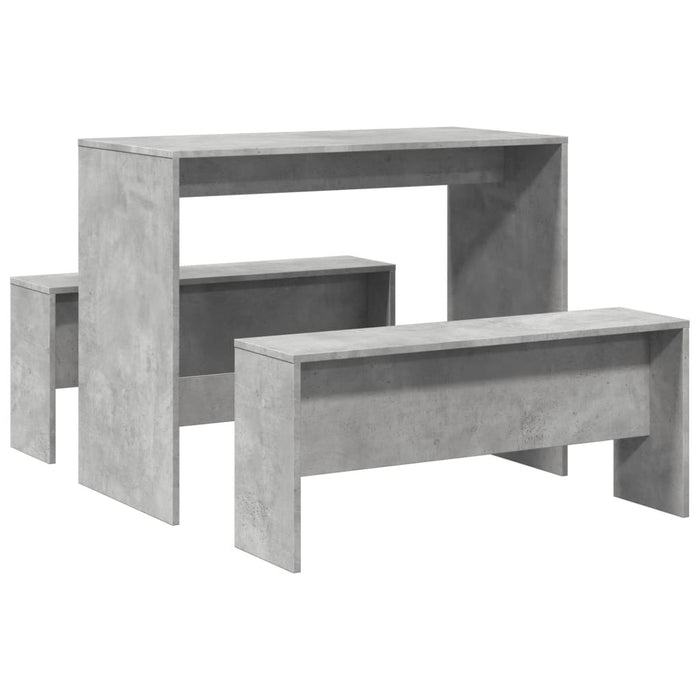 3 Piece Dining Table And Bench Set Concrete Grey Engineered Wood Nppptt