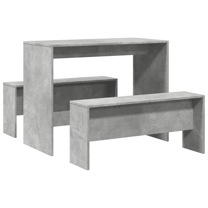 3 Piece Dining Table And Bench Set Concrete Grey Engineered Wood Nppptt