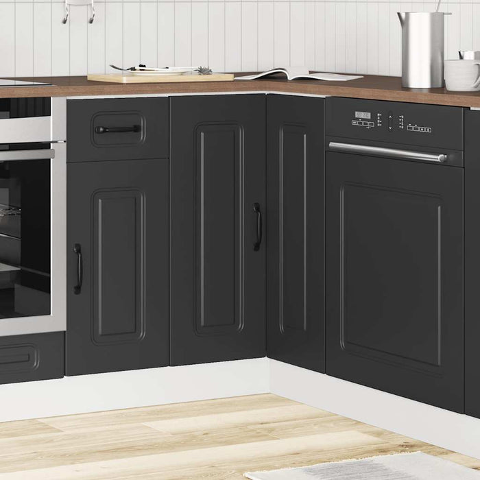 Kitchen Corner Base Cabinet Kalmar Black Engineered Wood Nptpbn
