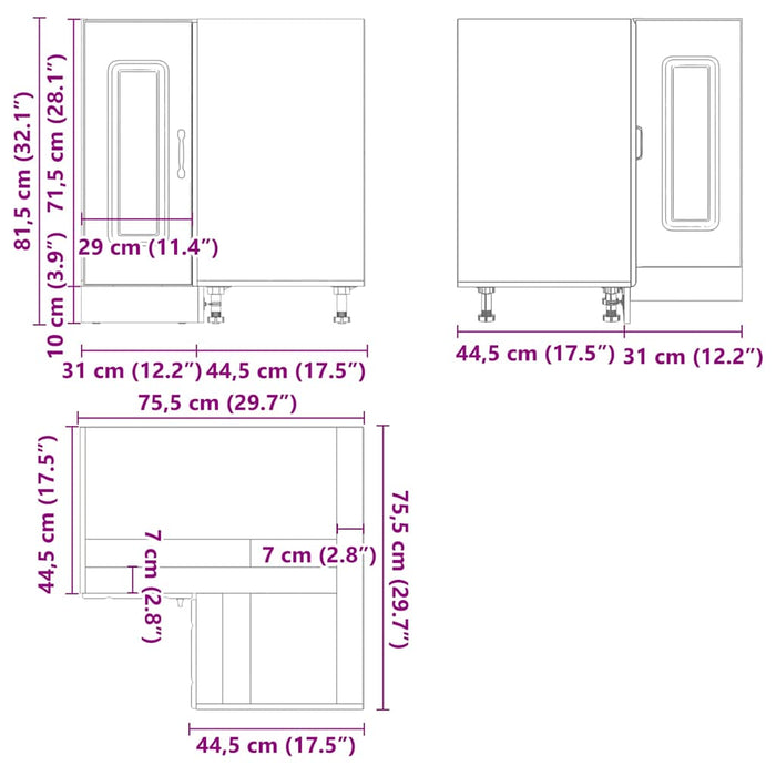 Kitchen Corner Base Cabinet Kalmar Black Engineered Wood Nptpbn