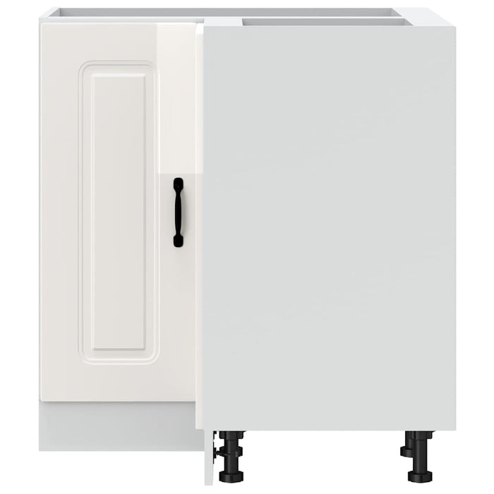 Kitchen Corner Base Cabinet Kalmar Glossy Look White Engineered Wood Nptpbk