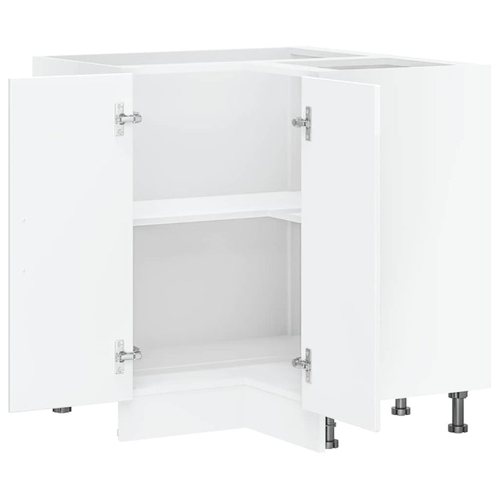 Kitchen Corner Base Cabinet Kalmar Glossy Look White Engineered Wood Nptpbk