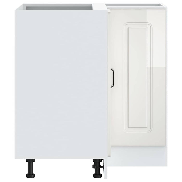 Kitchen Corner Base Cabinet Kalmar Glossy Look White Engineered Wood Nptpbk