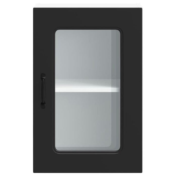 Kitchen Wall Cabinet With Glass Door Kalmar Black Engineered Wood Nptpxn