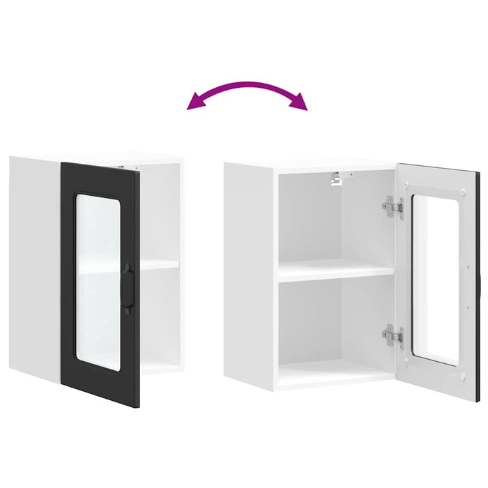 Kitchen Wall Cabinet With Glass Door Kalmar Black Engineered Wood Nptpxn