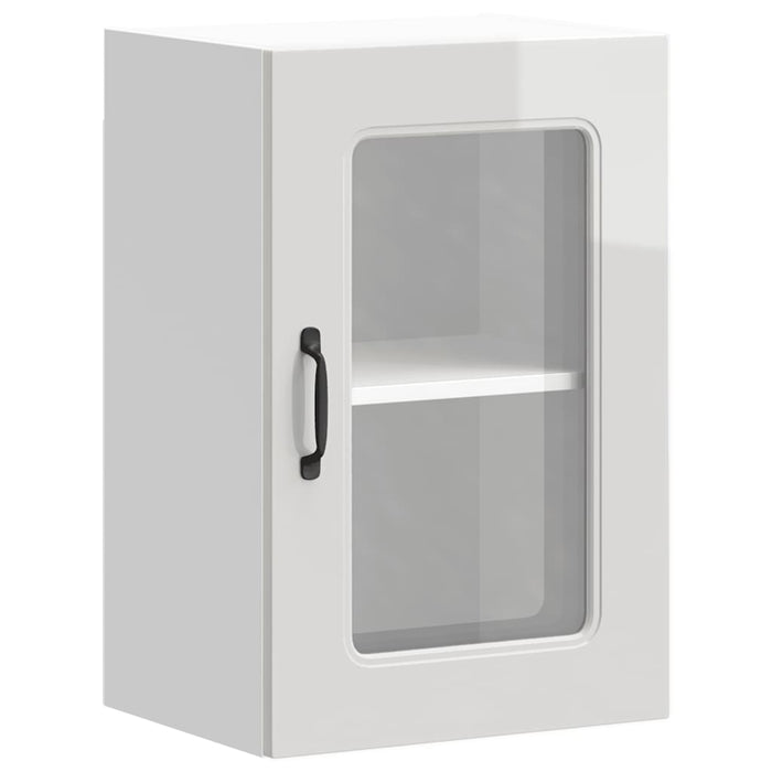 Kitchen Wall Cabinet With Glass Door Kalmar Glossy Look White Engineered Wood Nptpxk