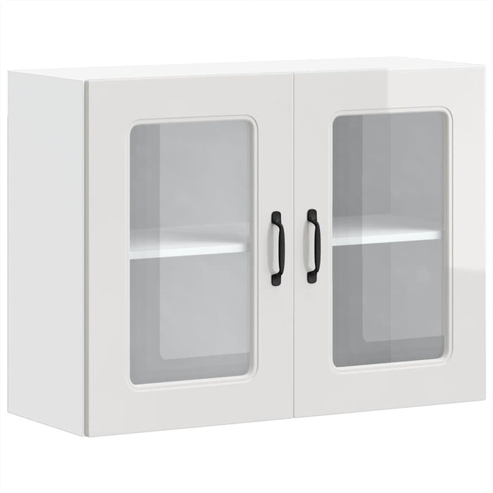 Kitchen Wall Cabinet With Glass Door Kalmar Glossy Look White Engineered Wood Nptlbk