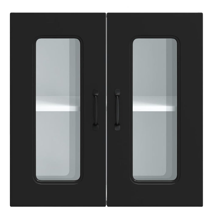 Kitchen Wall Cabinet With Glass Door Kalmar Black Engineered Wood Nptlln