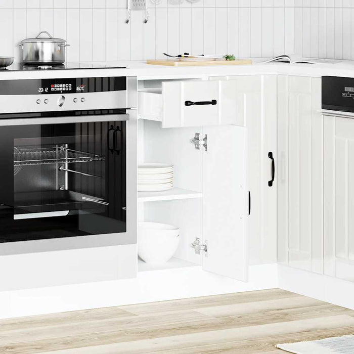 Kitchen Base Cabinet Lucca Glossy Look White Engineered Wood Nptlkk