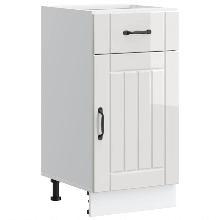 Kitchen Base Cabinet Lucca Glossy Look White Engineered Wood Nptibk
