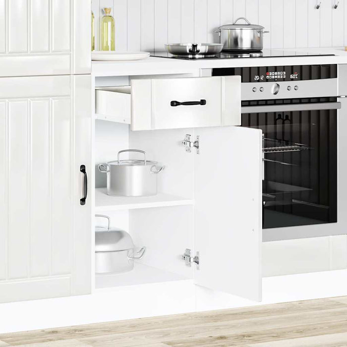 Kitchen Base Cabinet Lucca Glossy Look White Engineered Wood Nptibk