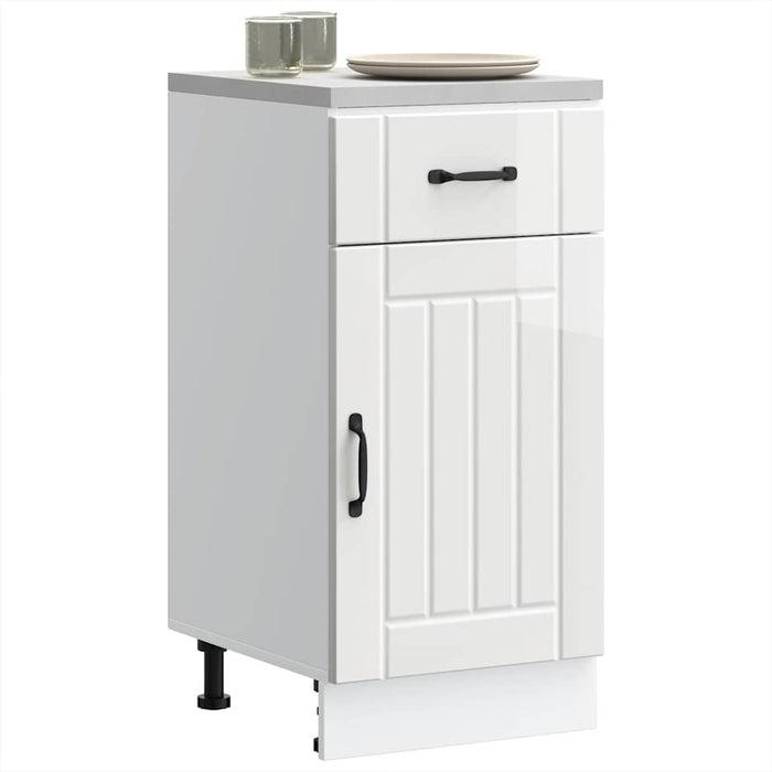 Kitchen Base Cabinet Lucca Glossy Look White Engineered Wood Nptibk