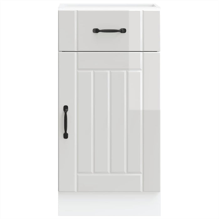 Kitchen Base Cabinet Lucca Glossy Look White Engineered Wood Nptibk