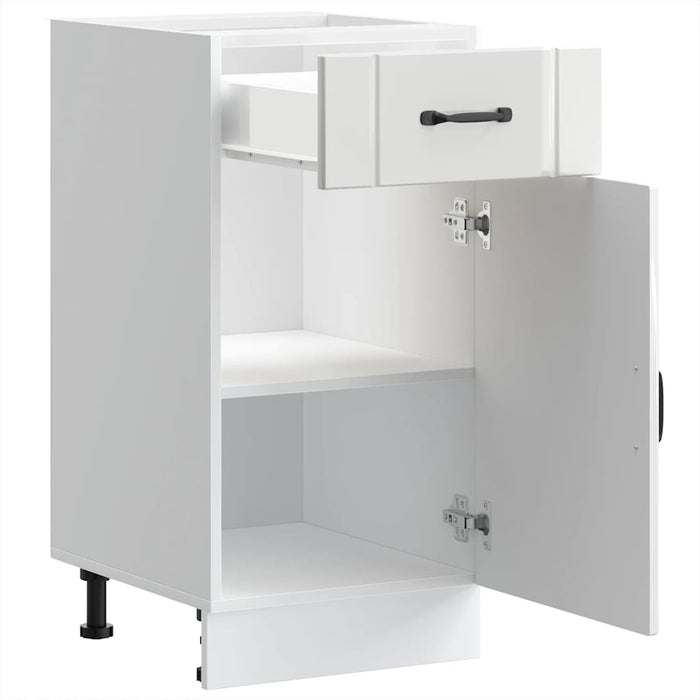 Kitchen Base Cabinet Lucca Glossy Look White Engineered Wood Nptibk