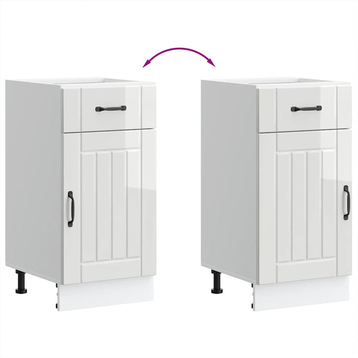 Kitchen Base Cabinet Lucca Glossy Look White Engineered Wood Nptibk