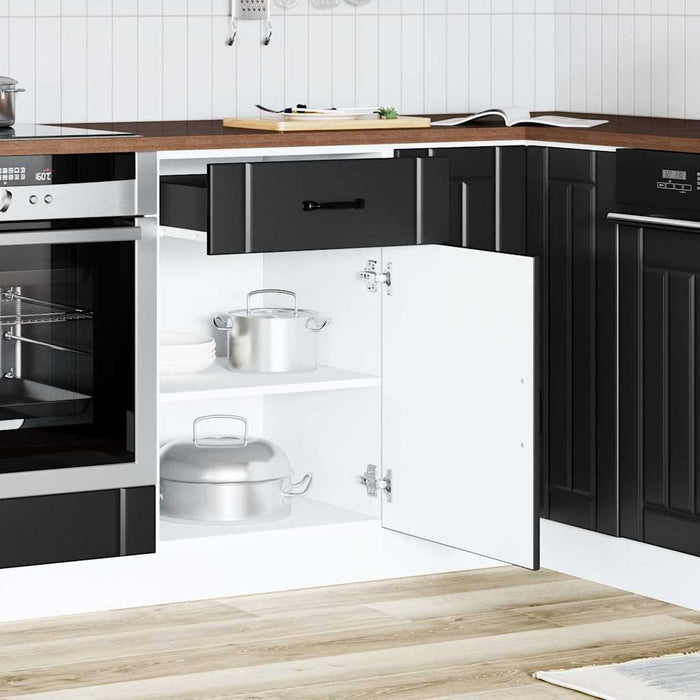 Kitchen Base Cabinet Lucca Black Engineered Wood Nption