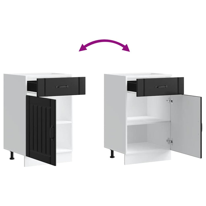 Kitchen Base Cabinet Lucca Black Engineered Wood Nption