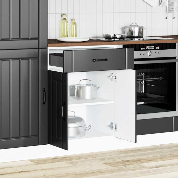 Kitchen Base Cabinet Lucca Black Engineered Wood Nptixn