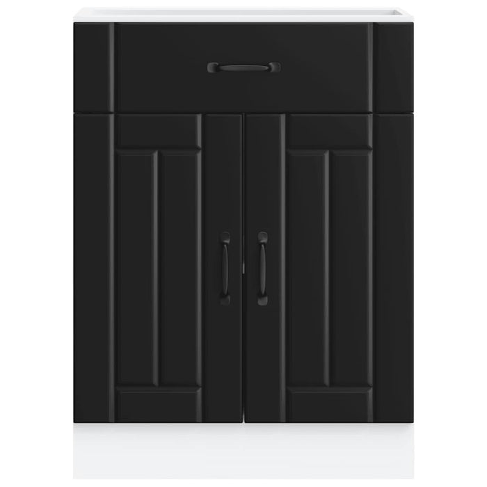 Kitchen Base Cabinet Lucca Black Engineered Wood Nptixn