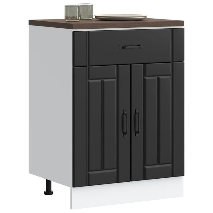 Kitchen Base Cabinet Lucca Black Engineered Wood Nptixn