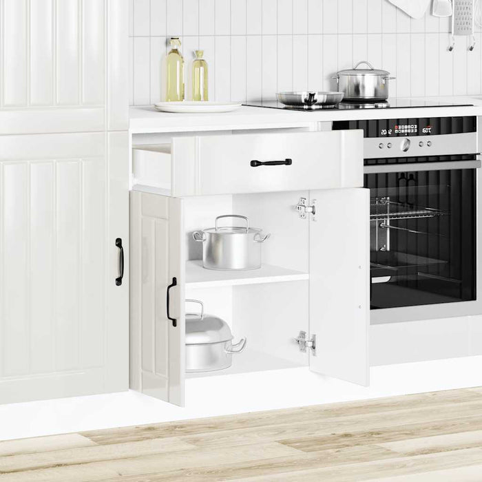 Kitchen Base Cabinet Lucca Glossy Look White Engineered Wood Nptixk
